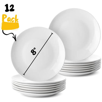 BTaT- White Dessert Plates, 8 inch, Set of 12, Small Plates for Appetizers (Pack of 2) - color: White, size: 8 inch, Set of 12 (Pack of 2)