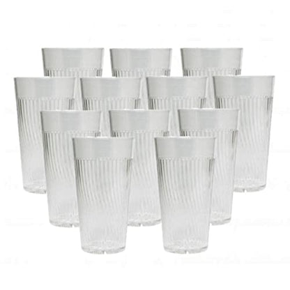 TrueCraftware- 12 oz. Belize Tumbler/Drinking Cups Clear Polycarbonate Set of 12-Premium Iced Tea Glasses Stackable Reusable Drinking Glasses Dishwasher Safe Break-Resistant for Home Restaurants - color: Clear, size: 12 oz