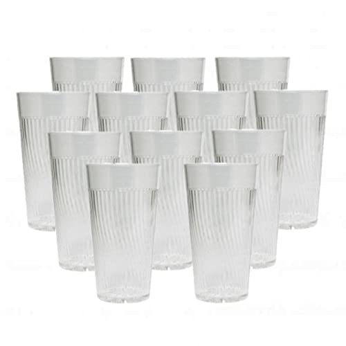 TrueCraftware- 12 oz. Belize Tumbler/Drinking Cups Clear Polycarbonate Set of 12-Premium Iced Tea Glasses Stackable Reusable Drinking Glasses Dishwasher Safe Break-Resistant for Home Restaurants - color: Clear, size: 12 oz