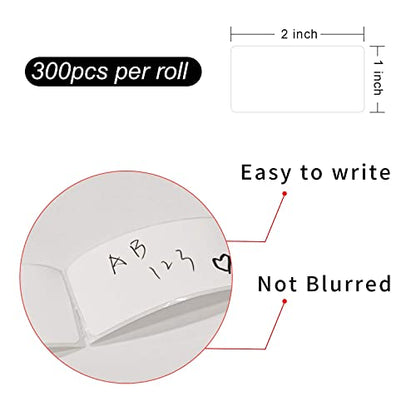 Removable Freezer Labels, Date Label 1x2 Inch Food Storage Stickers, Waterproof Oil Resistant Easy Clean Leaves no Residue 300 Total Per Roll (Pack of 2) - color: White, size: 1×2 inch (Pack of 2)
