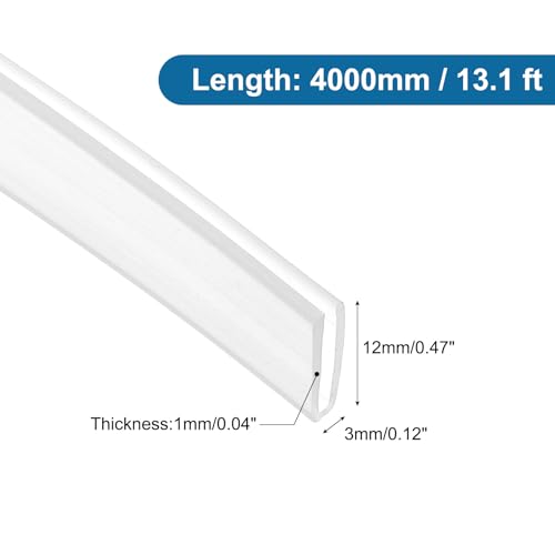 PATIKIL 13Ft U Channel Edging Trim 1/32" Slot Fits 1/64"-5/128" Edge - size: 13Ft Long,1/32" Slot,15/32"Wx5/128"Tx1/8"H