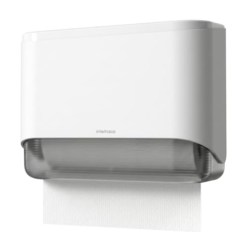 interhasa! Commercial Paper Towel Dispenser Wall Mount - ADA Compliant Multifold Trifold & C-Fold Hand Towel Holder for Restroom, Office, Clinic. Lockable, No-Drill ABS, 10.8" L x 3.5" W x 8" H - color: White