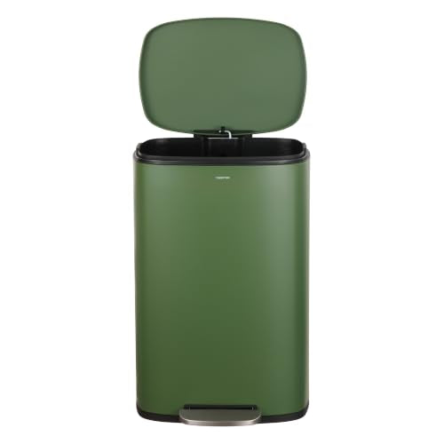 happimess Connor 2-Piece Iron Trash Can, Pine Green - color: Pine Green