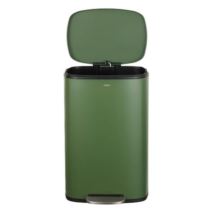 happimess Connor 2-Piece Iron Trash Can, Pine Green - color: Pine Green