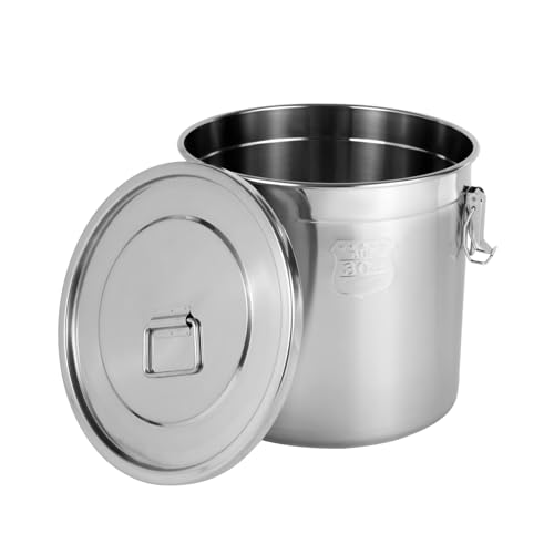 304 Stainless Steel Airtight Canister for Kitchen, 5.5Gal Canisters Container with Lids and Sturdy Locking Clamp,Bucket Food Storage Containers Airtight for Flour Coffee Bean Tea (21L) - size: 21L