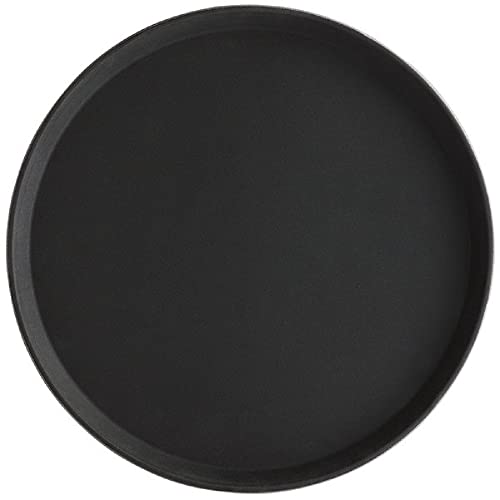 TrueCraftware- 16" Round Serving Tray Fiberglass Black Set of 2- Non Slip Surface Service Trays Round Tray Plastic Food Meals Server Tray for Home Kitchen Restaurant Cafeteria Bar Hotel - color: Black, size: 16" Round