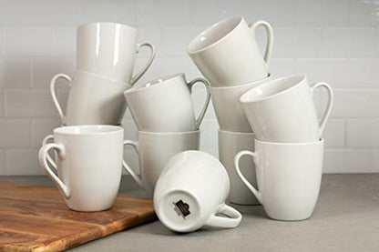10 Strawberry Street Catering Ceramic 12 oz Coffee Mugs, Round, Set of 12, White - Coffee Cups for Coffee, Tea, Latte and Hot Beverages for Everyday Use, Microwave and Dishwasher Safe - size: 12 Oz. Mug, style: Round