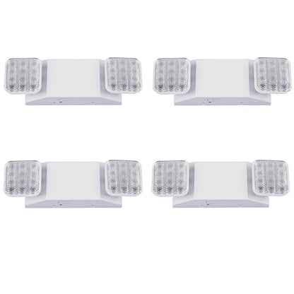 Indoor Emergency Lights with Battery Backup (90 Minutes), 2 Adjustable LED Heads of Power Outage, Wall Mount, Hard Wired, Test Switch and Charge Indicator 120-277V, Fire Resistant (UL 94V-0) 4 Pack.