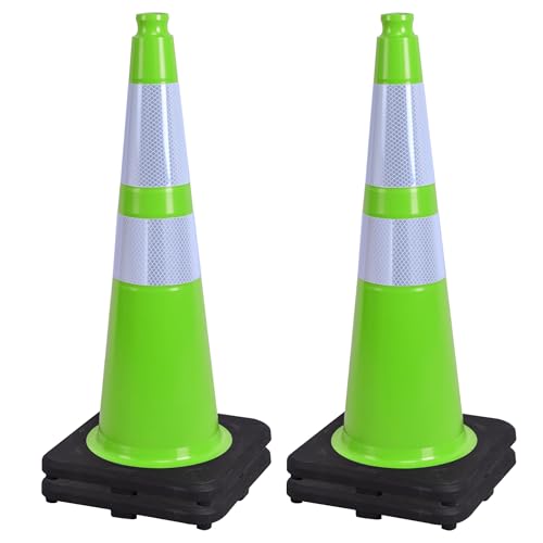 OrangeStar 28" Traffic Cones 4-Pack Green Safety PVC Cones - color: Green, size: 28in