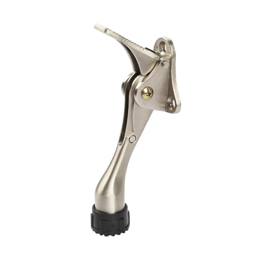Kickdown Door Stopper 4Inches - One Packs One Touch Adjustable Height Door Stop for The Bottom of Door The Bottom of Door Aluminum Alloy Metal Door Stopper with Rubber Tip Satin Nickel - color: 4inch Satin Nickel, size: 4inch 1pack