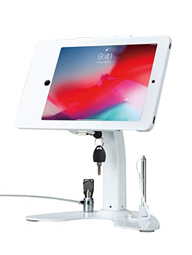 Dual Locking Stand – CTA Security Kiosk with Locking Case, Cable, Stylus, Tether, and 360-Degree Rotating Base for iPad Pro 10.5”, iPad Air 3, and Headphone Jack. (PAD-ASKTW) - White - color: White, size: iPad Air 3 Gen/ iPad Pro 10.5", style: Dual Securi