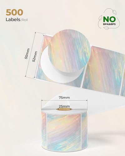 MUNBYN 2 Inch Round Shell Texture Thermal Labels, 500 Labels/Roll - color: Colorful, size: 2"