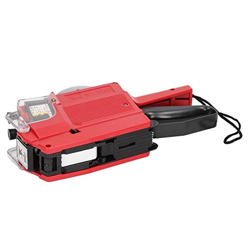 Walfront MX-6600 Tagging Gun Attacher Gun Kit for Retail Standard Price Tag Guntagging Gun with 2 Lines 10 Digits Display (Red)