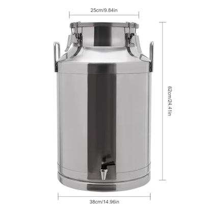 Stainless Steel Milk Bucket With Faucet, Large Liquid Container Storage,Stainless Steel Milk Can With Sealing Lid and Carry Handle,for Wine(60L/15.9 Gal,w/Faucet) - size: 60L/15.9 Gal,w/Faucet