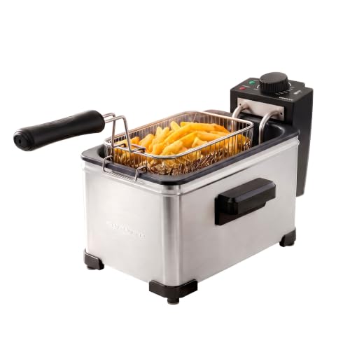 OVENTE Electric Deep Fryer, 2L Capacity, 1500W, Silver FDM2201BR - color: FDM2201BR - Silver