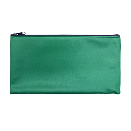 Zippered Security Bank Deposit Bag, by Better Office Products, PU Leather Cash and Coin Utility Pouch Bank Envelopes with Zipper (Deep green) - color: Deep green