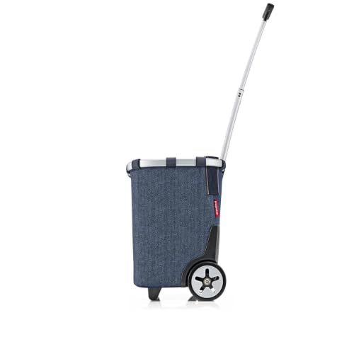 reisenthel carrycruiser Herringbone Dark Blue - Portable Shopping Trolley with Sturdy Aluminum Frame, Shoulder Strap and Removable mesh Inner Bag -Water-Repellent - color: Herringbone Dark Blue