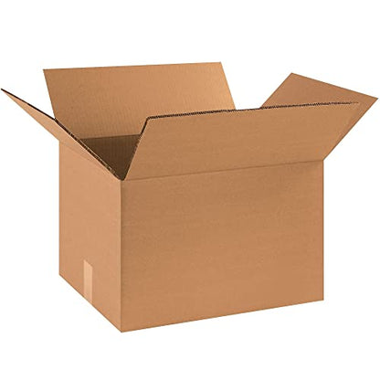 BOX USA 15 Pack of Heavy-Duty Double Wall Corrugated Cardboard Boxes, 18" L x 14" W x 10" H, Kraft, Shipping, Packing and Moving
