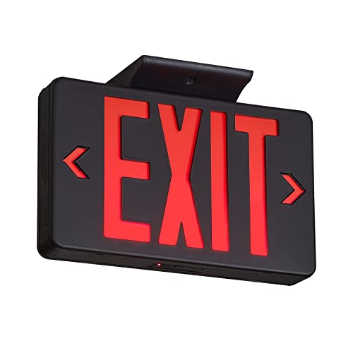 TANLUX Red Exit Sign with Black Housing, LED Emergency Exit Light with Battery Backup, UL Listed, Hardwired Exit Signs with Emergency Lights, Commercial Emergency Lights for Business - 1 Pack - color: Black Housing+Red Letter, size: 1 Pack