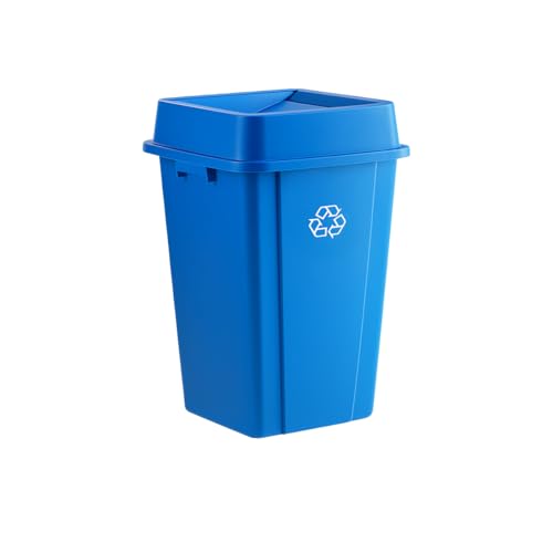 Blue, 19 Gallon Square Commercial Trash Can with Swing Lid, Heavy-Duty Garbage Can, Industrial Trash Bin for Restaurants/Warehouse/Commercial Facilities - color: Blue, size: 19 Gallon with Lid