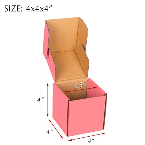 4x4x4 Pink Cardboard Corrugated Boxes - 30 Pack Small Shipping Boxes for Mailing & Packaging - color: Pink, size: 4 x 4 x 4