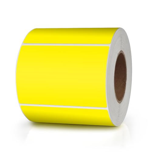 Yellow Rectangle Labels 3" x 2" Color Coding Stickers Roll 500 Pcs - color: Yellow