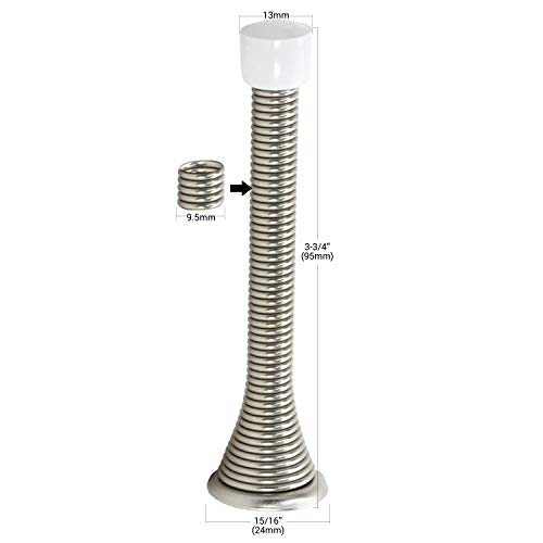 2 Pack Rok Hardware 3-3/4" (95mm) Longer Version Flexi Spring Heavy Duty Wall Door Stop Bumper ROKDS2BN, Brushed Nickel - color: Brushed Nickel, size: 2 Pack