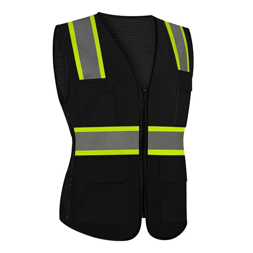 Construction Vest for Women, High Vis Reflective Vest, Black, XS - color: 1pc Black, size: X-Small