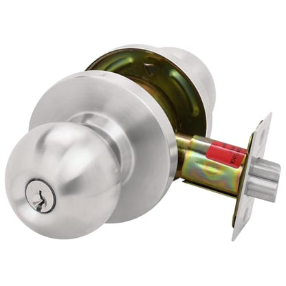 Nuk3y Bella Grade 2 Commercial Duty Cylindrical Knob Lockset UL Rated (Satin Stainless Steel, Communicating) - size: Communicating