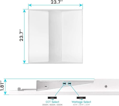 2X2 FT Center LED Troffer Panel Light, 20/30/40W, 3 Color Options 3000K | 4000K | 5000K, Dimmable Drop Ceiling Lights, 2500/3750/5000 Lumens, Damp Rated, 120-277V, Premium (12 Pack) - size: 2X2 Troffer - 12 Pack