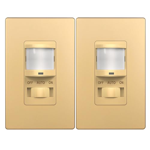 TOPGREENER in Wall PIR Motion Sensor Light Switch, Need Neutral Wire, Gold - color: Gold, size: 2 Pack