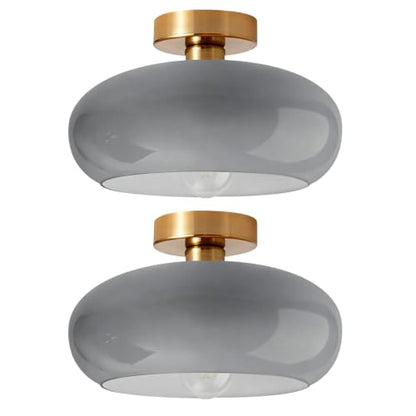 Glass Gray Ceiling Lights Mid Century Flush Mount Light Fixtures - color: Gray-2