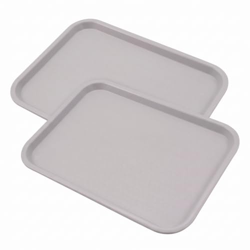Carlisle FoodService Products Cafe Plastic Fast Food Tray, 14" x 18", Gray (Pack of 2) - size: 17.9" x 14" x 1" (Pack of 2)