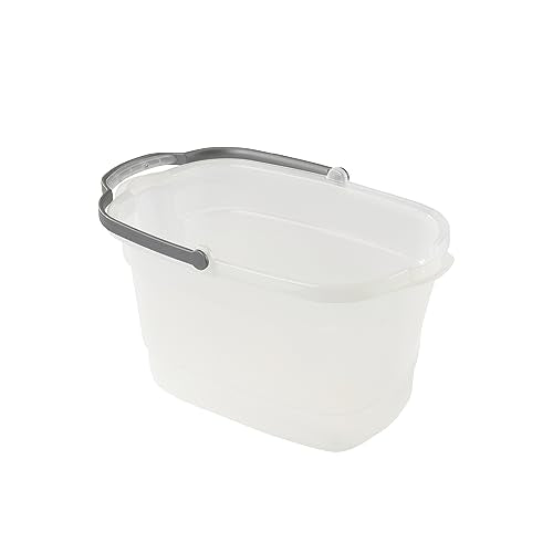 Casabella Cleaning Bucket Rectangular for Mopping or Storage with Handle and Built-In Pour Spouts, 4-Gallon, Clear - size: 4 gallon