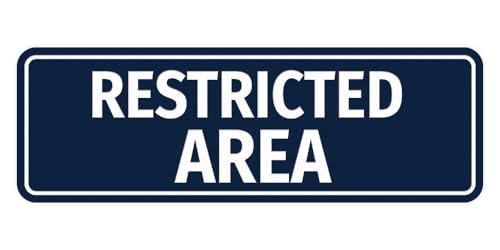 Standard Restricted Area Sign (Red) - Small - color: Navy Blue / White, size: Small (2" x 6")