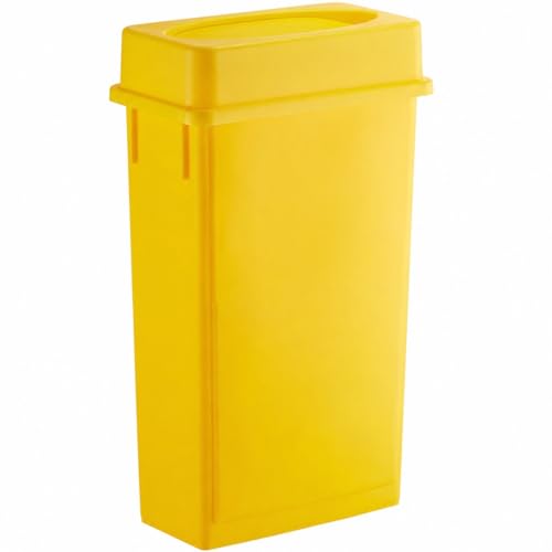 23 Gallon Slim Rectangular Commercial Trash Can, Heavy Duty Plastic Indoor Waste Bin for Kitchen, Office, Restaurant, School, Restroom & Janitorial Use (Yellow, with Lid) - color: Yellow