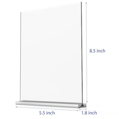 newnewshow Acrylic Sign Holder 5.5x8.5 Inch 3 Pack Vertical T Shape Double-Sided Desktop Display Holder. (Optional 8.5x11 8.5x5.5 5x7 Horizontal and Vertical) - size: 3 Pack 5.5x8.5