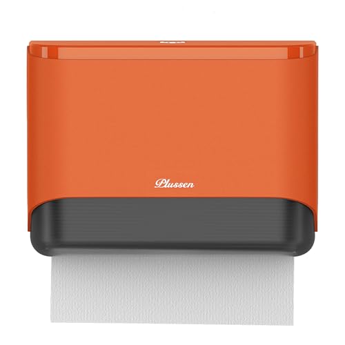 Commercial Paper Towel Dispenser Wall Mount with Lock 1 Pack,Universal Multifold Tri Fold Paper Hand Towel Holder,Compact Toilet Tissue Dispensers for Bathroom Kitchen Office (Orange) - color: Orange