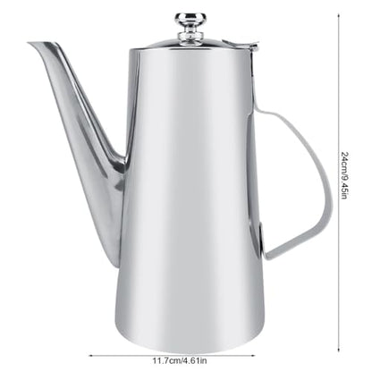 2L Capacity Stainless Steel Teapot with Ergonomic Handle Short Nozzle Pitcher Water Kettle for Home, Restaurant, Coffee(long nozzle) - style: long nozzle