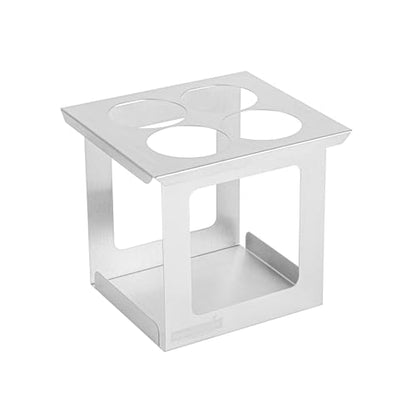 Restaurantware Squeeze Bottle Holder 1 Count 6.30 x 7.01 x 6.26 Inches Stainless Steel Condiment Organizer - Four-Hole Durable Kitchen Rack - Silver Prep Station Organizer - size: Fits 1/6 Size Opening, style: Four Holes, Holder
