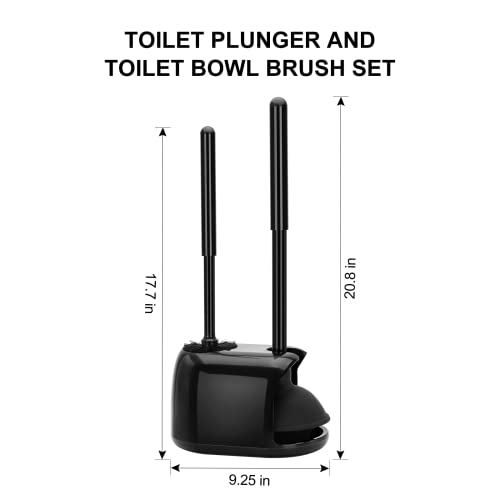 SetSail 2 Packs Toilet Brush and Plunger Set, Semi-Hidden Toilet Plungers - color: Black, size: 2 packs
