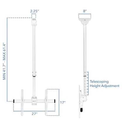 Mount-It! TV Ceiling Mount, 5-Ft Pole, 32-75", 110 lbs