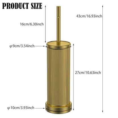 Metal Vertical Grain Toilet Bowl Brush and Holder Set Scrubber Warm Gold - color: Warm Gold