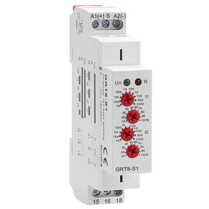 GRT8-S1 Asymmetric Cycle Timer Relay 1SPDT 16A AC/DC 12-240V Din Rail - size: GRT8-S1 AC/DC 12V-240V