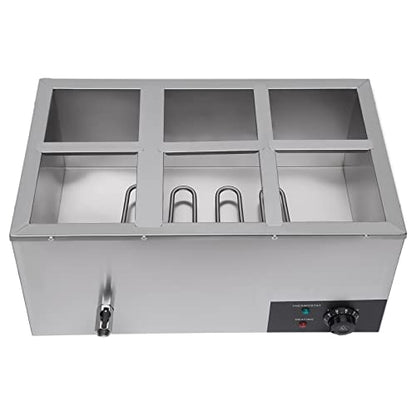 6 Pan Commercial Food Warmer Countertop with Lids, Electric Food Warmer Steam Table, 600W Professional Buffet Servers and Warmers Stainless Steel Buffet Bain Marie with 86-185°F Temp Control - color: 6 Pan#2
