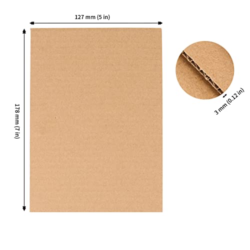 JAPCHET 100 Pack 5 x 7 Inch Brown Corrugated Cardboard Sheets, 1/8" Thick Flat Corrugated Cardboard Filler Insert Sheet Pads Squares Bulk, for Packing, Mailing, DIY Art Supplies - size: 5x7