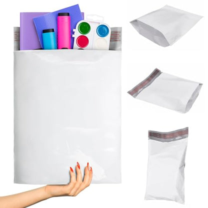 ABC PACK & SUPPLY Gusseted Poly Mailers, 11 x 13 x 4 Inch, 2.5 Mil White Shipping Bags for Clothing, Self Seal Plastic Mailing Envelopes, Pack of 500 - size: 11" x 13" x 4" / 500 Pack