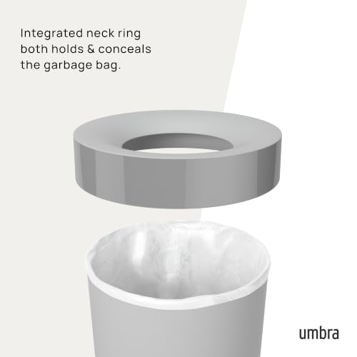 Umbra Vento Kitchen Trash Can, Open Top 16.5 Gallon Garbage Can, Grey - color: Grey
