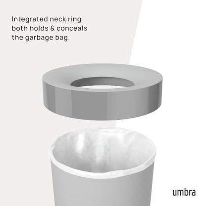 Umbra Vento Kitchen Trash Can, Open Top 16.5 Gallon Garbage Can, Grey - color: Grey