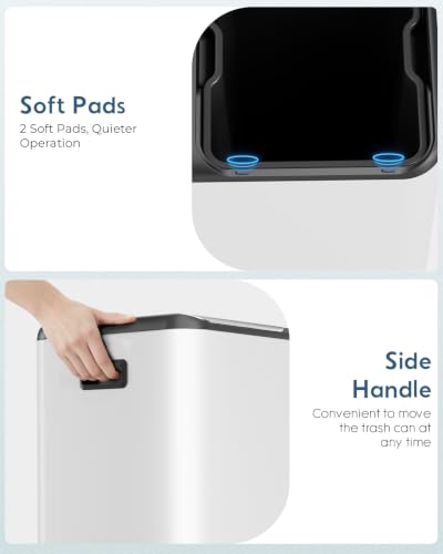 Arlopu 16Gal Dual Trash Can w/2 Built-in Box for Odor Control - color: White